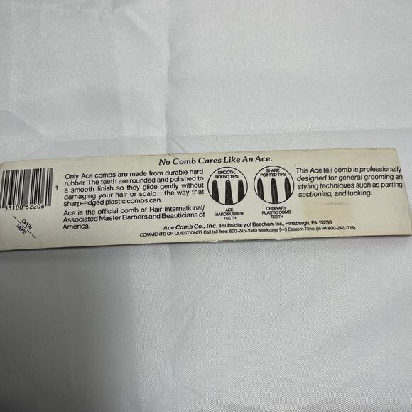 Vintage Ace Hard Rubber Rat Tail Curling Teasing Pick Styling Comb 62206 - Picture 4 of 6